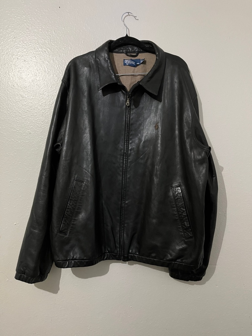 Vintage Polo by Ralph Lauren Black Leather Bomber Jacket